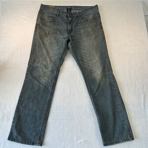 FUSAI 1997 Mens Straight Leg Blue Faded Denim Jeans Size 38x32 Vintage Wash